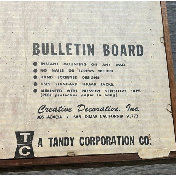Vintage Tandy Mushroom Bulletin Memo Board Burlap Wall Hanging Size 18 x 24 60's - Picture 8 of 8